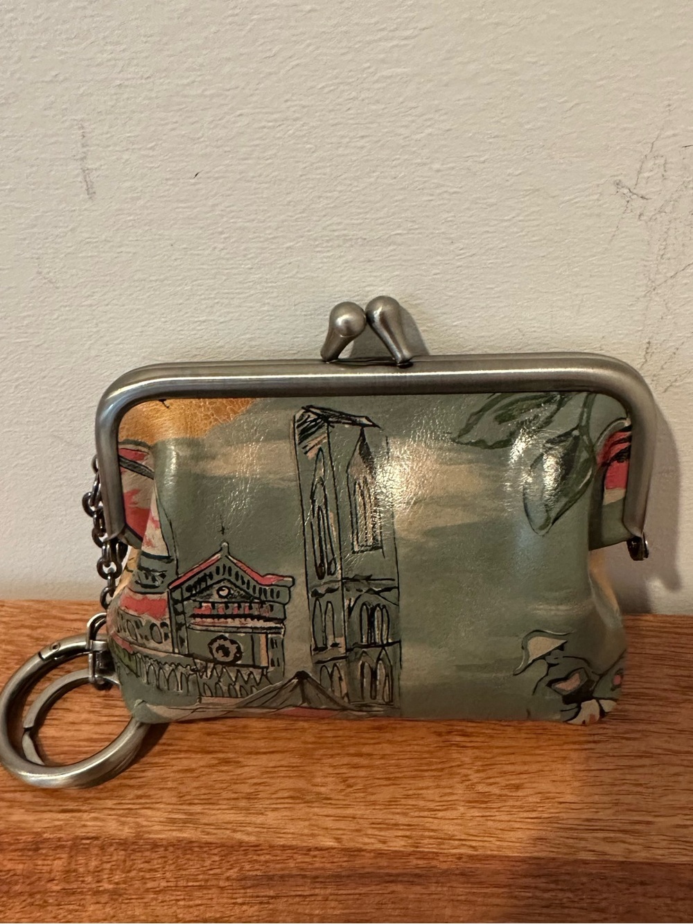 New Patricia Nash Borse Leather Kisslock Coin Purse Beautiful Girl Hand Painted